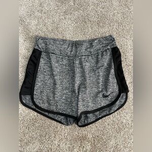 Nike Women's Heathered Gray and Black Athletic Shorts